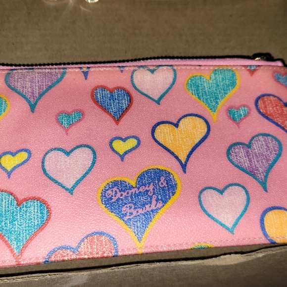 Dooney and bourke multicolor pink hearts wristlet purse wallet π - Picture 3 of 7